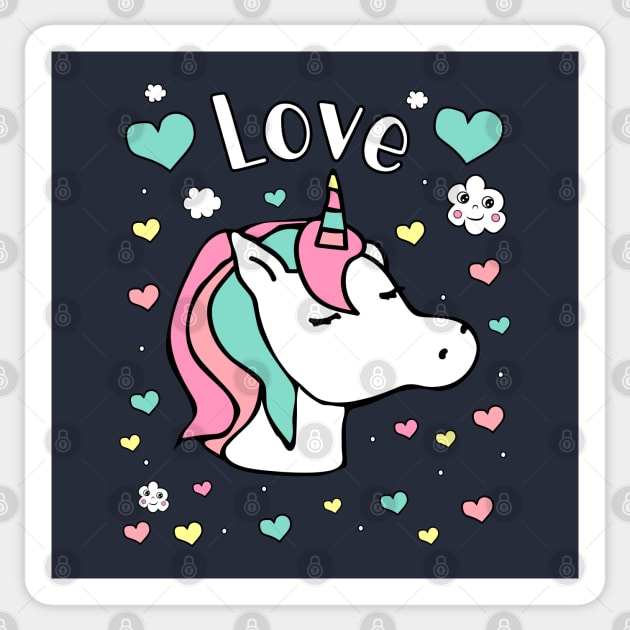 Love Pastel Unicorn Valentines Day Sticker by FruitflyPie